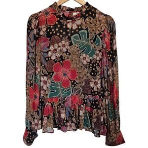 FARM Rio Multicolor Floral Blouse with long sleeves